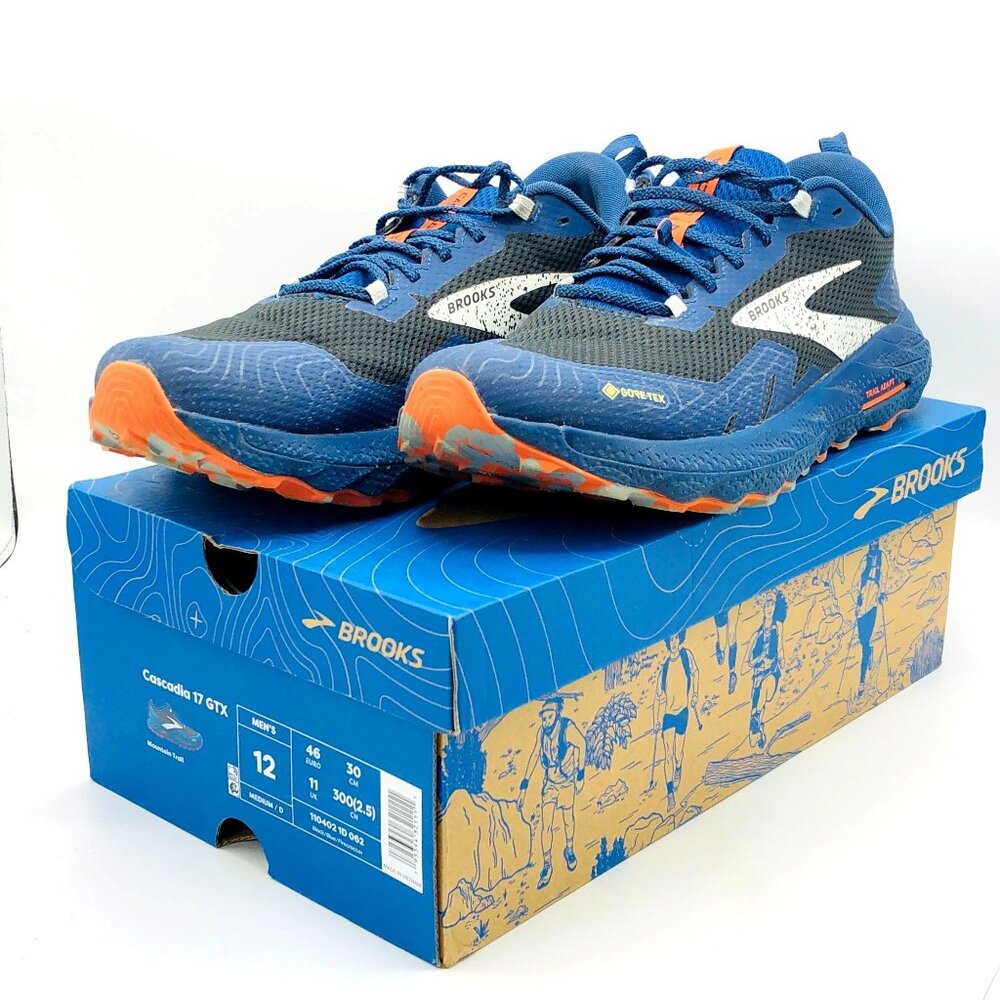 Brooks Cascadia 17 GTX Mens Trail Running Shoes Size 12 Blue/Orange Gore-Tex